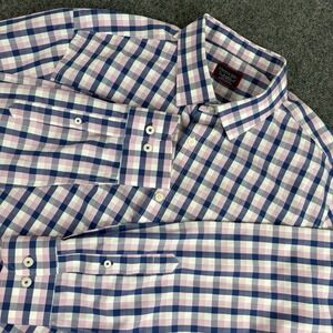 UNTUCKit Men's Shirt XL Pink Blue Plaid Slim Fit Long Sleeve Wrinkle Free 35875